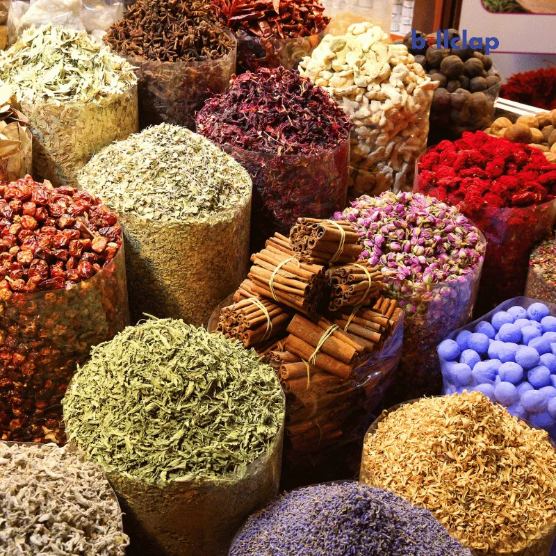 Spices and dry fruits at Khari Baoli market, Delhi